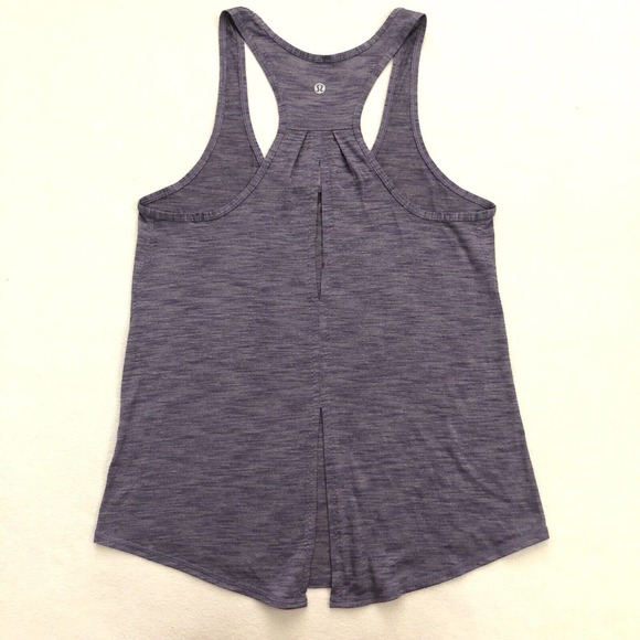 Lululemon Women Heathered Cadet Blue Purple Salute The Sun Open Back Tie Tank 6 - Picture 1 of 7